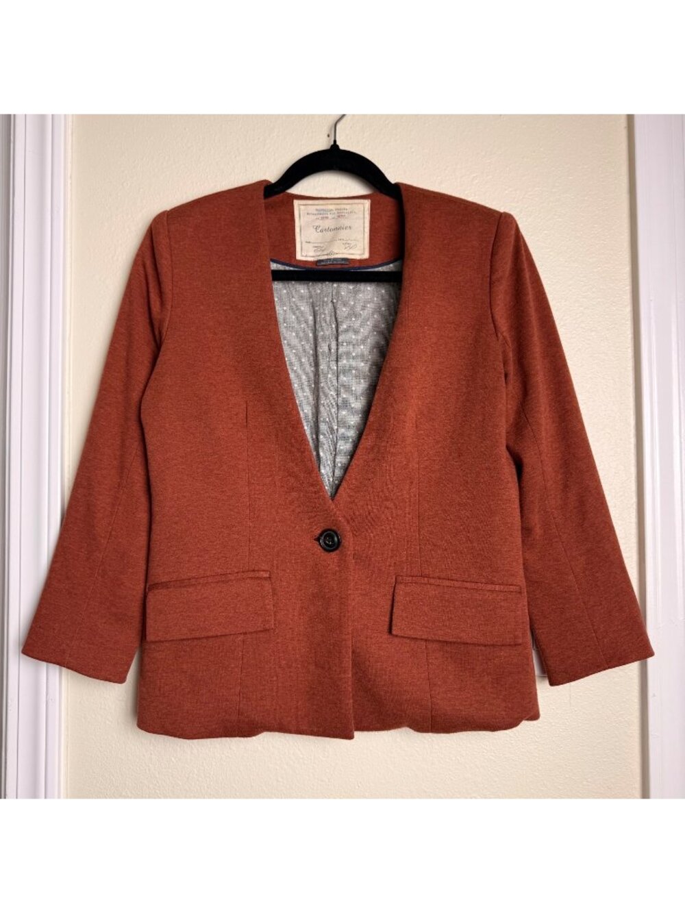 Cartonnier By Anthropologie Blazer In Heathered Red Orange Blazer Jacket Sz XS